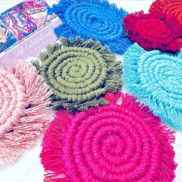 NEW: [2pc Set] Soul Embellishment’s Hand Woven Macrame Car Decor Coasters - Picture 7 of 17